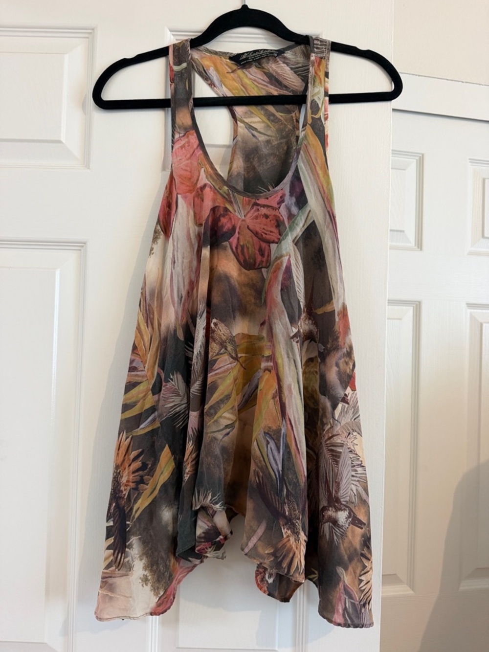 All Saints Silk Floral & Hummingbird Tank Top - Picture 2 of 4